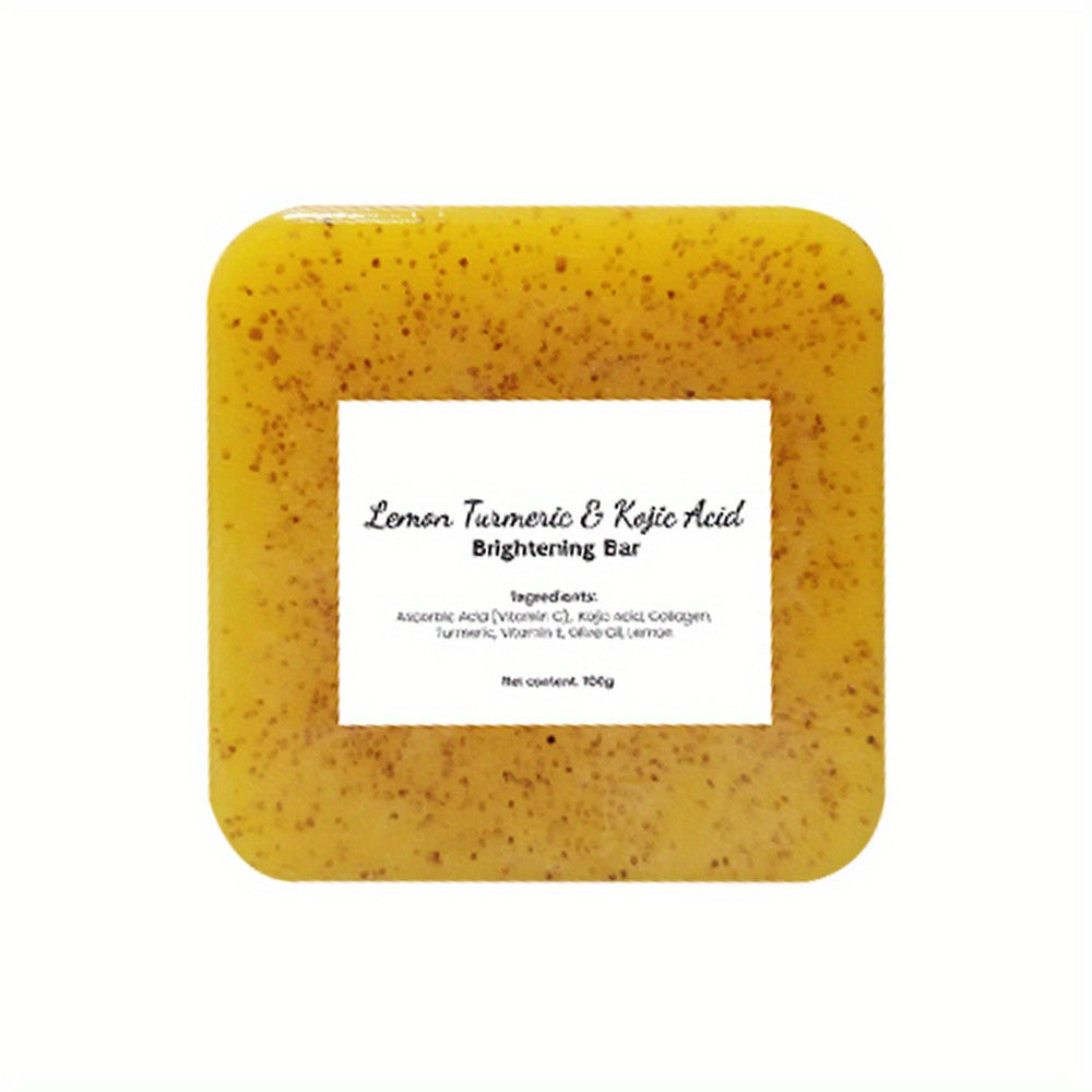 Lemon Turmeric & Kojic Acid Brightening Bar Soap 3.53oz - Paraben-Free Handcrafted Cold Process Soap for All Skin Types - Natural Ingredients for Face and Body Wash